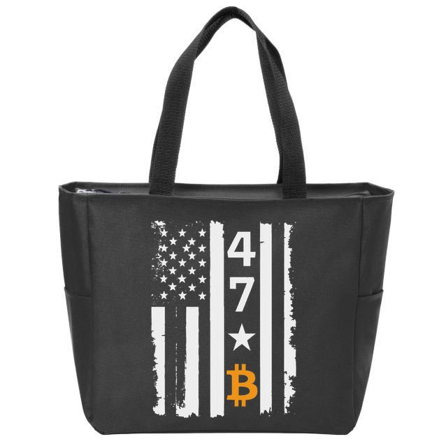 Usa 47th Flag Bitcoin Design – Trump Crypto Supporter Zip Tote Bag