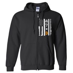 Usa 47th Flag Bitcoin Design – Trump Crypto Supporter Full Zip Hoodie