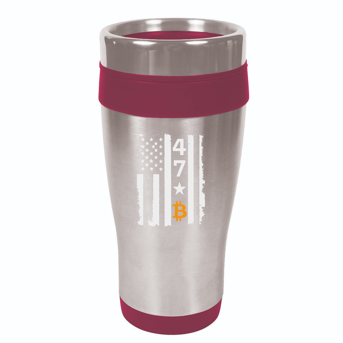 Usa 47th Flag Bitcoin Design – Trump Crypto Supporter 16oz Travel Tumbler