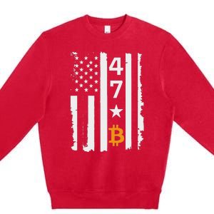 Usa 47th Flag Bitcoin Design – Trump Crypto Supporter Premium Crewneck Sweatshirt