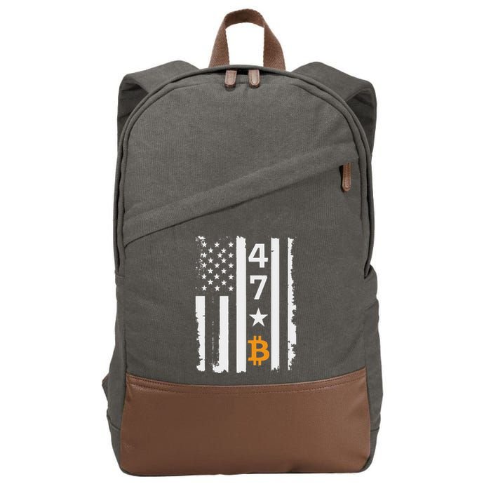 Usa 47th Flag Bitcoin Design – Trump Crypto Supporter Cotton Canvas Backpack