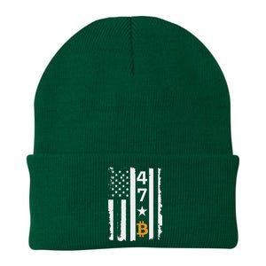 Usa 47th Flag Bitcoin Design – Trump Crypto Knit Cap Winter Beanie