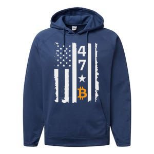 Usa 47th Flag Bitcoin Design – Trump Crypto Performance Fleece Hoodie