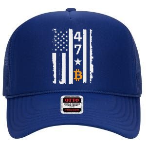 Usa 47th Flag Bitcoin Design – Trump Crypto High Crown Mesh Back Trucker Hat