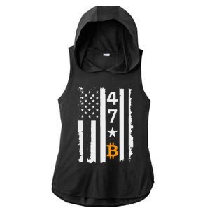 Usa 47th Flag Bitcoin Design – Trump Crypto Supporter Ladies PosiCharge Tri-Blend Wicking Draft Hoodie Tank