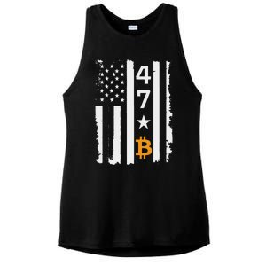 Usa 47th Flag Bitcoin Design – Trump Crypto Supporter Ladies PosiCharge Tri-Blend Wicking Tank