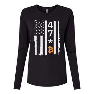 Usa 47th Flag Bitcoin Design – Trump Crypto Supporter Womens Cotton Relaxed Long Sleeve T-Shirt