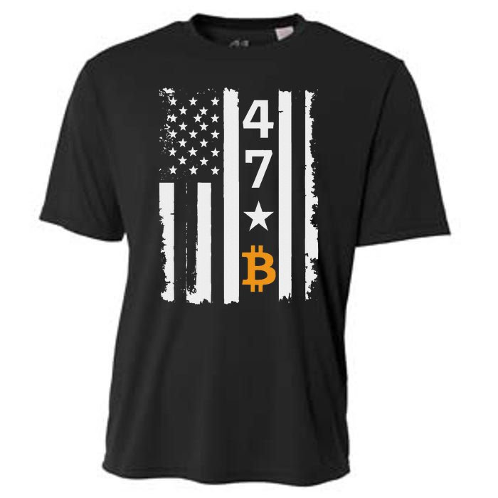 Usa 47th Flag Bitcoin Design – Trump Crypto Supporter Cooling Performance Crew T-Shirt