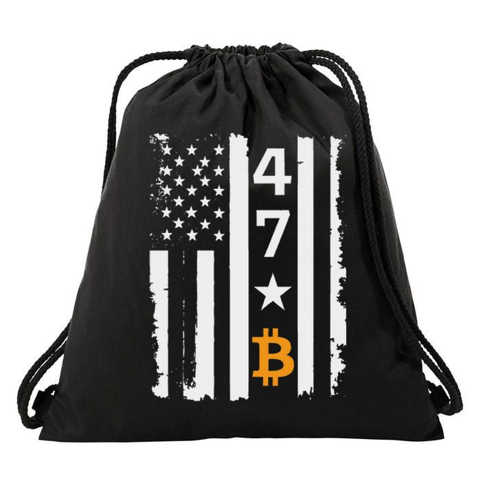 Usa 47th Flag Bitcoin Design – Trump Crypto Supporter Drawstring Bag