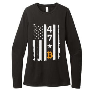 Usa 47th Flag Bitcoin Design – Trump Crypto Supporter Womens CVC Long Sleeve Shirt