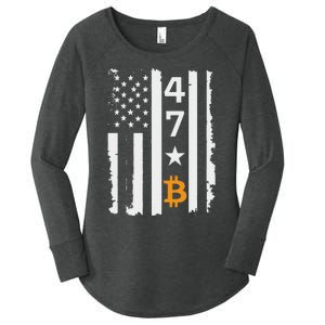 Usa 47th Flag Bitcoin Design – Trump Crypto Supporter Women's Perfect Tri Tunic Long Sleeve Shirt