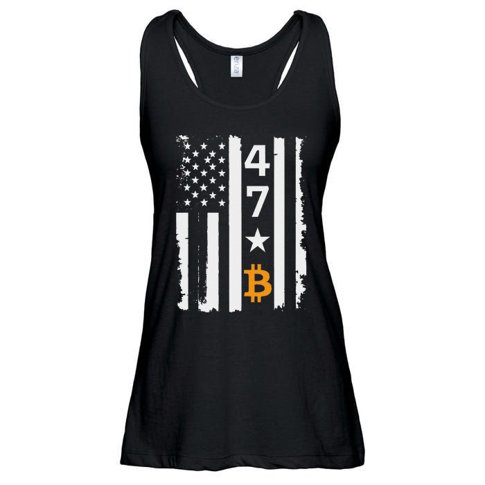 Usa 47th Flag Bitcoin Design – Trump Crypto Supporter Ladies Essential Flowy Tank