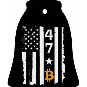 Usa 47th Flag Bitcoin Design – Trump Crypto Supporter Ceramic Bell Ornament