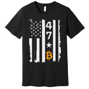 Usa 47th Flag Bitcoin Design – Trump Crypto Supporter Premium T-Shirt