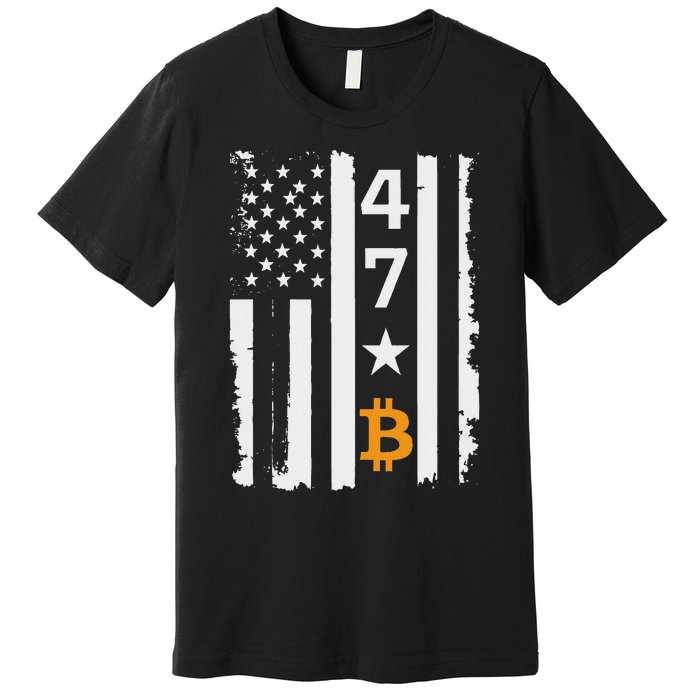 Usa 47th Flag Bitcoin Design – Trump Crypto Supporter Premium T-Shirt