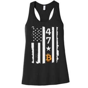 Usa 47th Flag Bitcoin Design – Trump Crypto Supporter Women's Racerback Tank