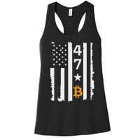 Usa 47th Flag Bitcoin Design – Trump Crypto Supporter Women's Racerback Tank