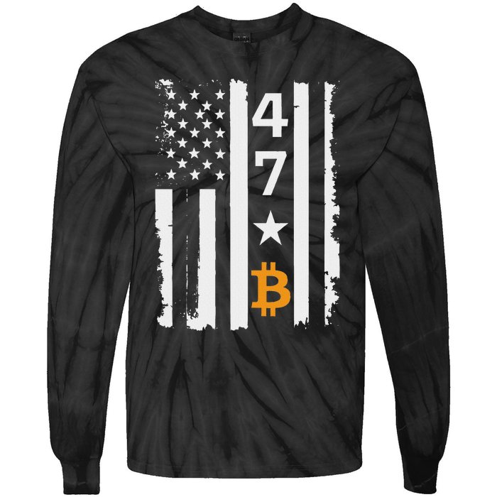 Usa 47th Flag Bitcoin Design – Trump Crypto Supporter Tie-Dye Long Sleeve Shirt