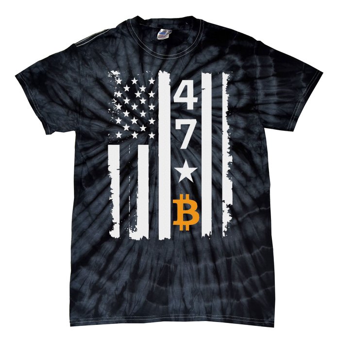 Usa 47th Flag Bitcoin Design – Trump Crypto Supporter Tie-Dye T-Shirt