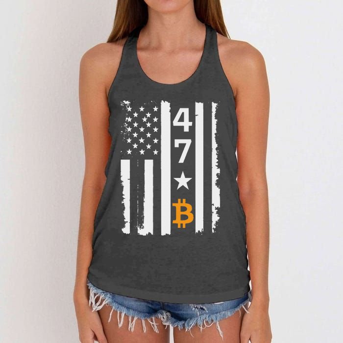 Usa 47th Flag Bitcoin Design – Trump Crypto Supporter Women's Knotted Racerback Tank