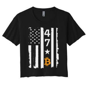 Usa 47th Flag Bitcoin Design – Trump Crypto Supporter Women's Crop Top Tee