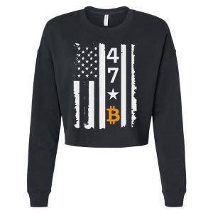 Usa 47th Flag Bitcoin Design – Trump Crypto Supporter Cropped Pullover Crew