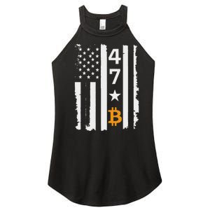 Usa 47th Flag Bitcoin Design – Trump Crypto Supporter Women's Perfect Tri Rocker Tank