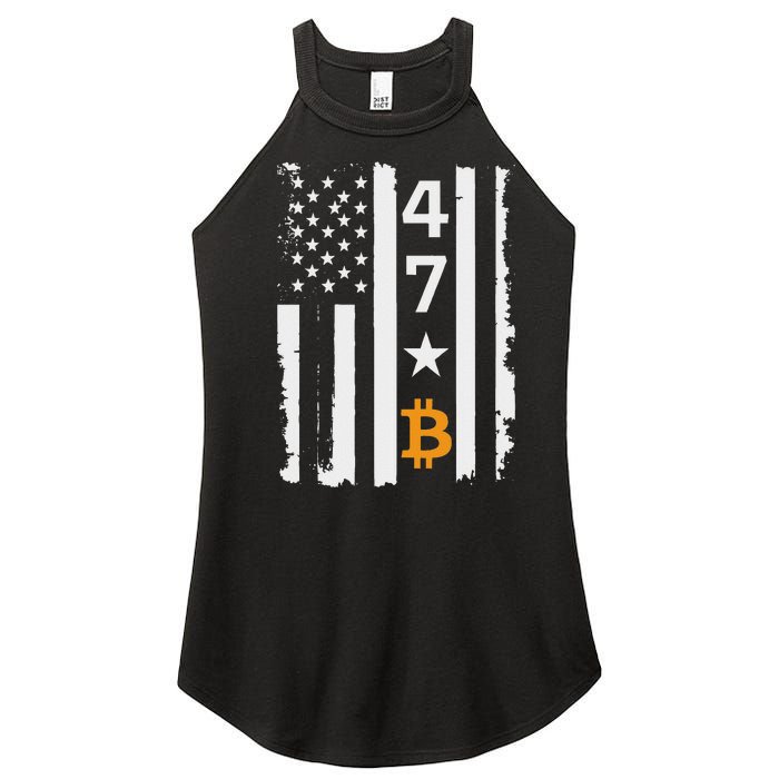 Usa 47th Flag Bitcoin Design – Trump Crypto Supporter Women's Perfect Tri Rocker Tank