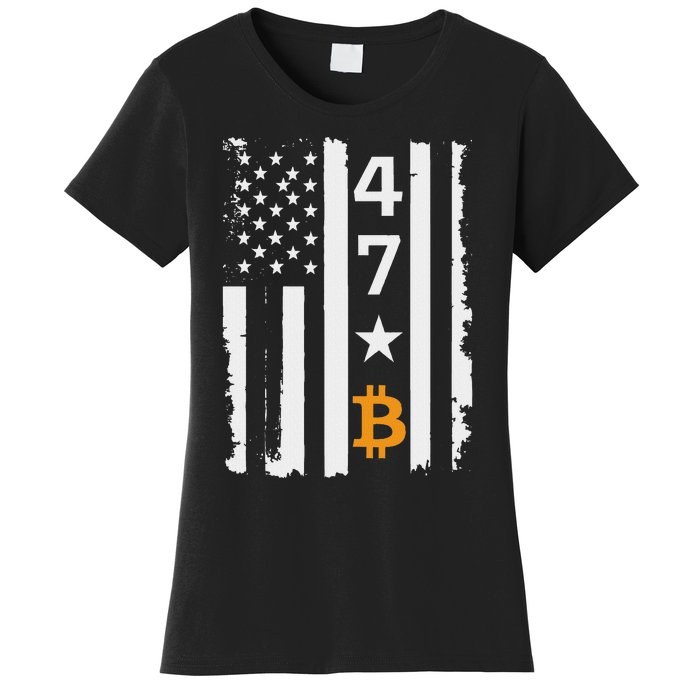 Usa 47th Flag Bitcoin Design – Trump Crypto Supporter Women's T-Shirt