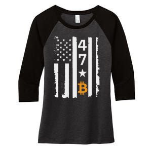 Usa 47th Flag Bitcoin Design – Trump Crypto Supporter Women's Tri-Blend 3/4-Sleeve Raglan Shirt