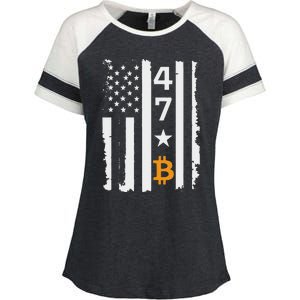 Usa 47th Flag Bitcoin Design – Trump Crypto Supporter Enza Ladies Jersey Colorblock Tee