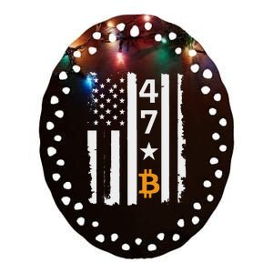 Usa 47th Flag Bitcoin Design – Trump Crypto Supporter Ceramic Oval Ornament