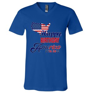 Usa 4th July Gift Happy Birthday America Gift Commemorative Gift V-Neck T-Shirt