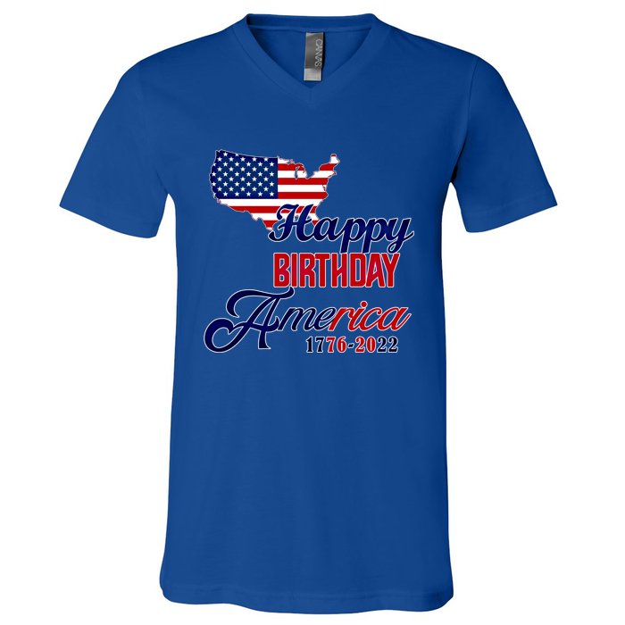 Usa 4th July Gift Happy Birthday America Gift Commemorative Gift V-Neck T-Shirt