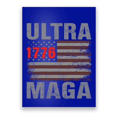 Usa 4th Of July Trump 2024 Vintage Usa Flag Ultra Maga Gun Gift Poster