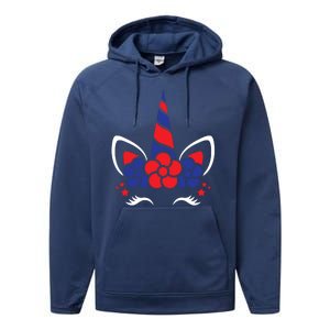 Unicorn 4th Of July Performance Fleece Hoodie