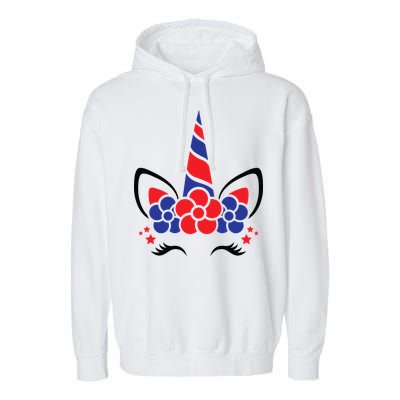 Unicorn 4th Of July Garment-Dyed Fleece Hoodie