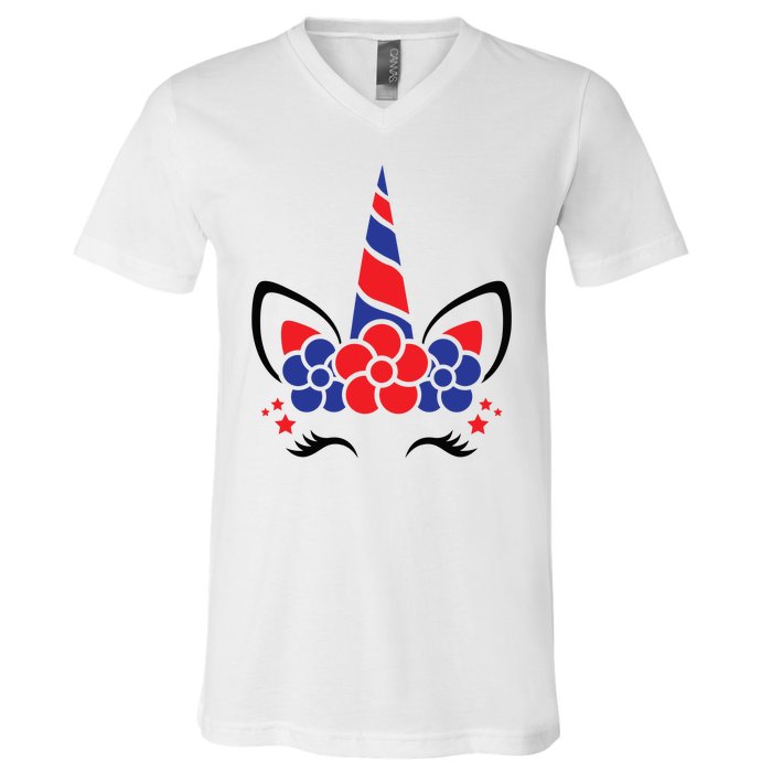 Unicorn 4th Of July V-Neck T-Shirt