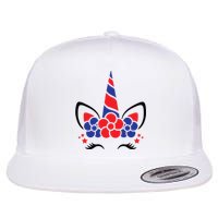 Unicorn 4th Of July Flat Bill Trucker Hat