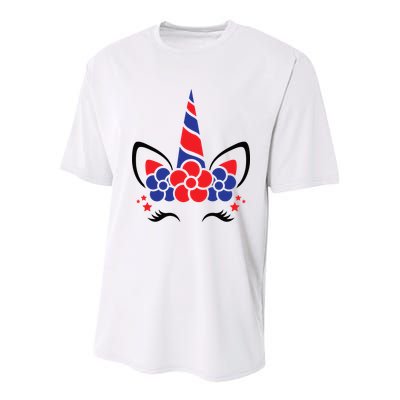 Unicorn 4th Of July Youth Performance Sprint T-Shirt