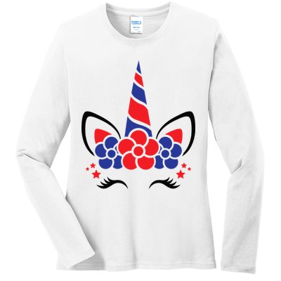 Unicorn 4th Of July Ladies Long Sleeve Shirt