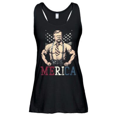 Usa 4th Of July Teddy Roosevelt Ladies Essential Flowy Tank