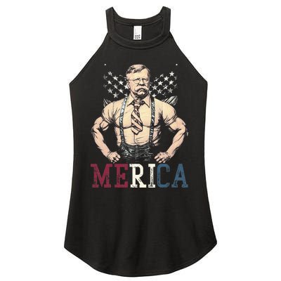 Usa 4th Of July Teddy Roosevelt Women's Perfect Tri Rocker Tank