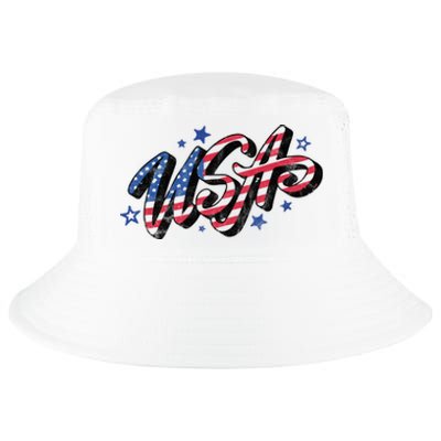 Usa 4th Of July Vintage Star Cool Comfort Performance Bucket Hat