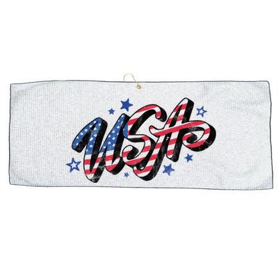 Usa 4th Of July Vintage Star Large Microfiber Waffle Golf Towel