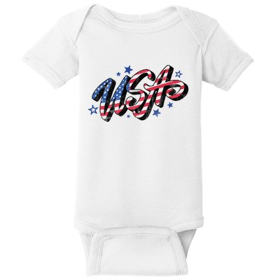 Usa 4th Of July Vintage Star Baby Bodysuit
