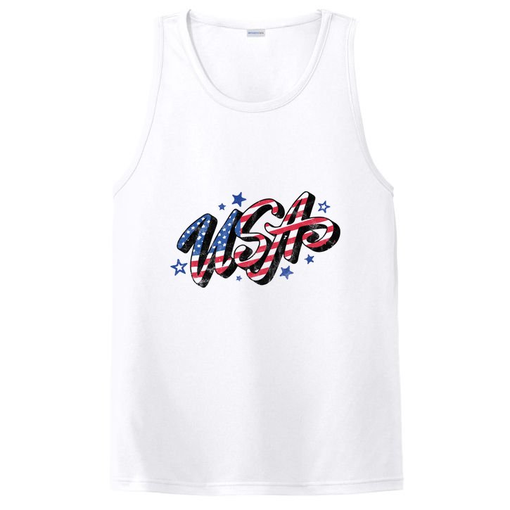 Usa 4th Of July Vintage Star PosiCharge Competitor Tank