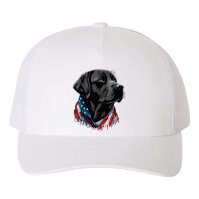 USA 4th Of July Black Patriotic American Labrador Retriever Yupoong Adult 5-Panel Trucker Hat