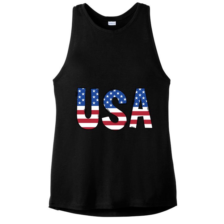Usa 4th Of July Independce Day Ladies PosiCharge Tri-Blend Wicking Tank
