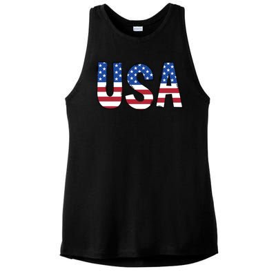 Usa 4th Of July Independce Day Ladies PosiCharge Tri-Blend Wicking Tank